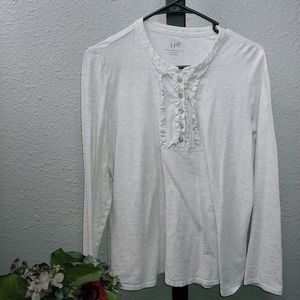 *3/$25* J. Jill Ruffle Henley Tee L.   4a01